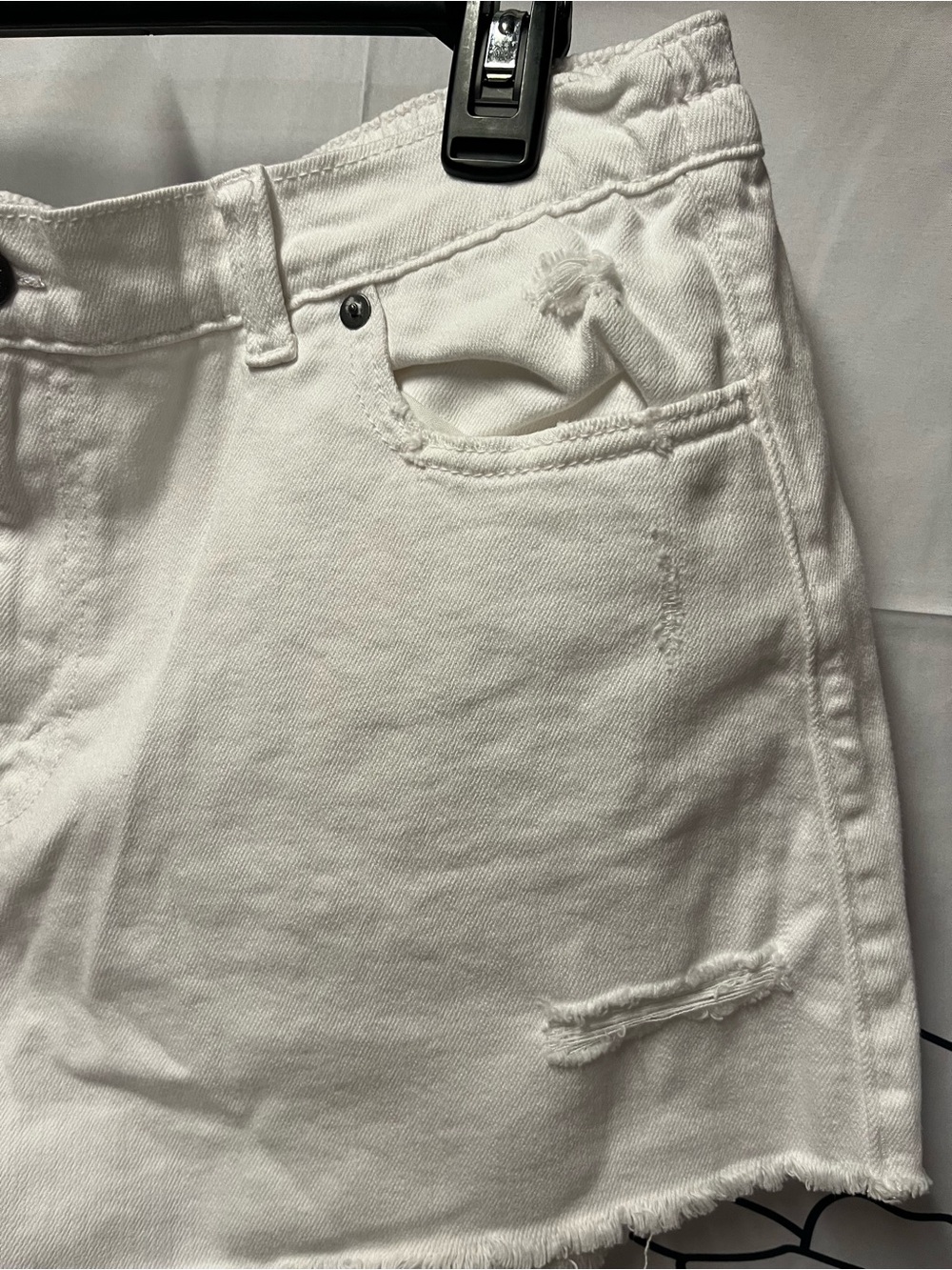 aerie Cotton Blend Frayed Hem Denim Shorts (396) - Picture 3 of 10